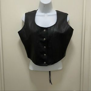 Vintage Gaby Faux Leather Corset Motorcycle Vest
